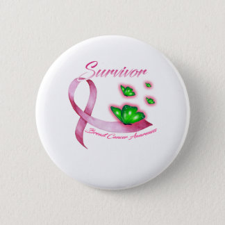 I'm a Survivor butterfly breast cancer awareness Button