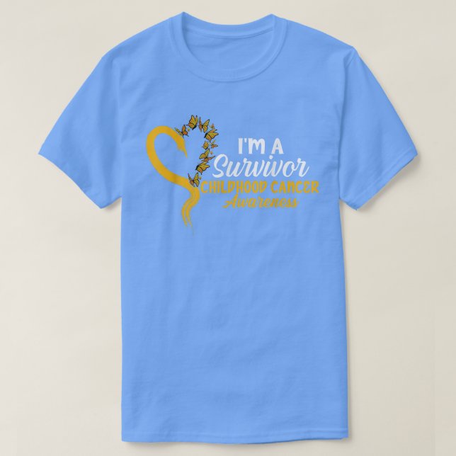 I'm A Survivor Butterfly Childhood Cancer Awarenes T-Shirt (Design Front)