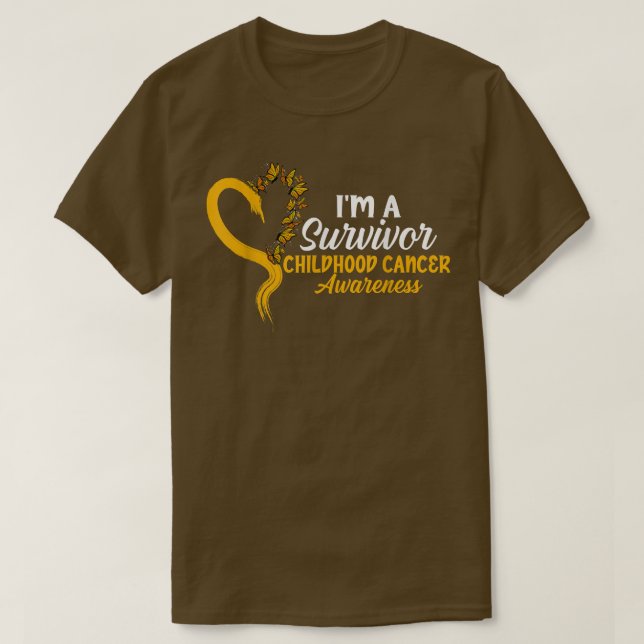 I'm A Survivor Butterfly Childhood Cancer Awarenes T-Shirt (Design Front)