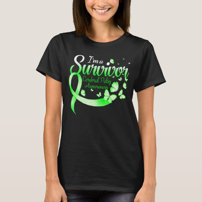 I'm A Survivor Cerebral Palsy Awareness Butterfly  T-Shirt (Front)
