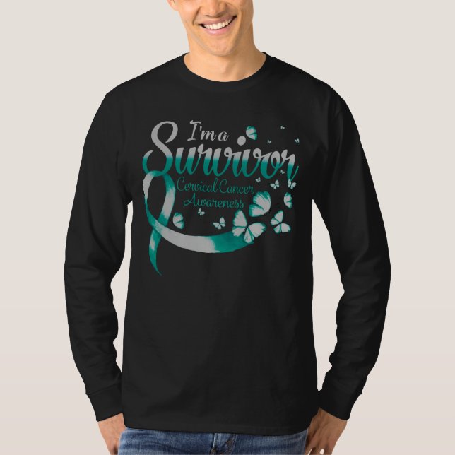 I'm A Survivor Cervical Cancer Awareness Butterfly T-Shirt (Front)