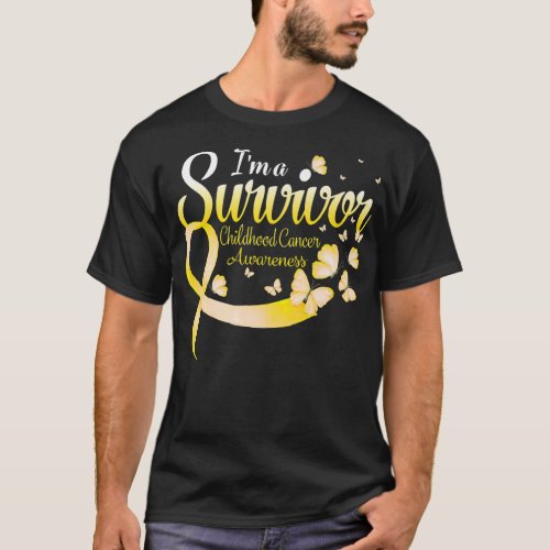 Im A Survivor Childhood Cancer Awareness Butterfl T_Shirt