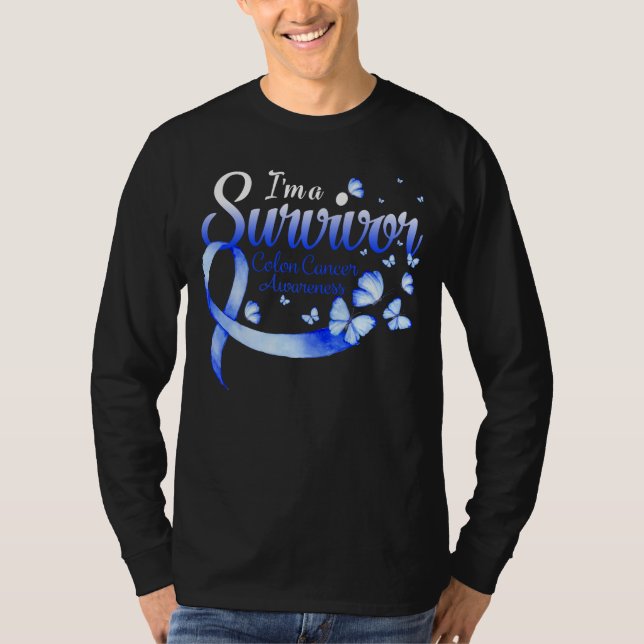 I'm A Survivor Colon Cancer Awareness Butterfly Ri T-Shirt (Front)