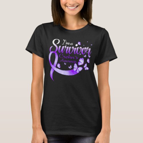 Im A Survivor Crohns Awareness Butterfly Ribbon  T_Shirt