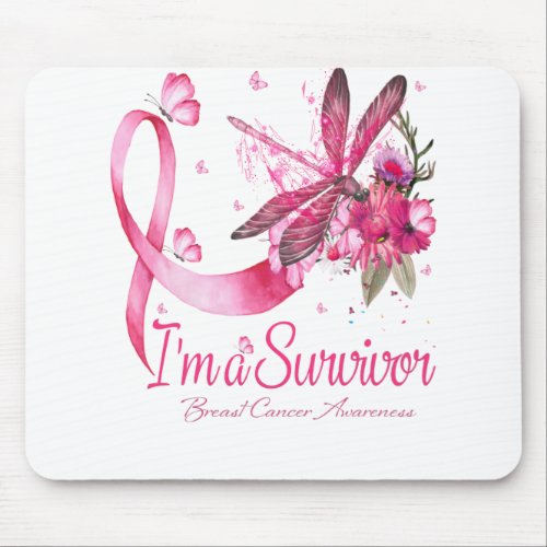 Im A Survivor Dragonfly Breast Cancer Awareness Mouse Pad