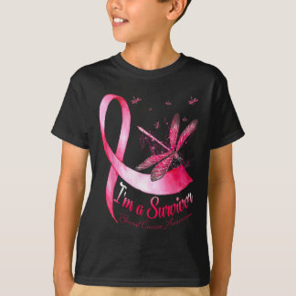 I'm A Survivor Dragonfly Breast Cancer Awareness  T-Shirt