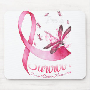 I'm A Survivor Dragonfly Pink Ribbon Breast Cancer Mouse Pad