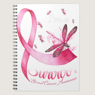 I'm A Survivor Dragonfly Pink Ribbon Breast Cancer Notebook
