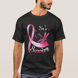 I'm A Survivor Dragonfly Pink Ribbon Breast Cancer T-Shirt