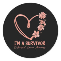 Im A Survivor. Endometrial Cancer Awareness  Classic Round Sticker