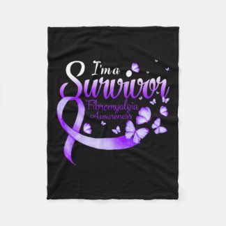I'm A Survivor Fibromyalgia Awareness Butterfly 1  Fleece Blanket