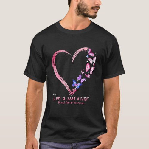 Im A Survivor Fight Butterfly Breast Cancer Aware T_Shirt