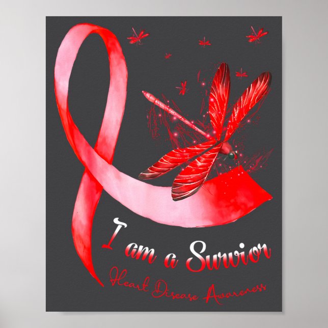 I'm A Survivor Heart Disease Awareness Month Red R Poster (Front)