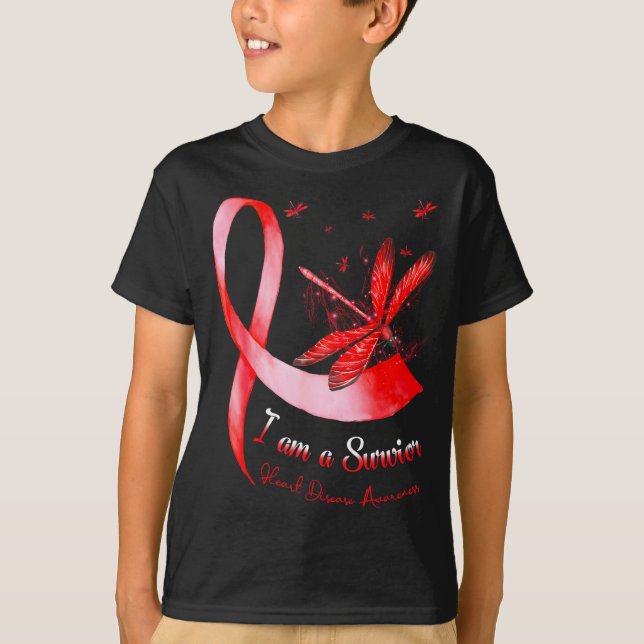 I'm A Survivor Heart Disease Awareness Month Red R T-Shirt (Front)