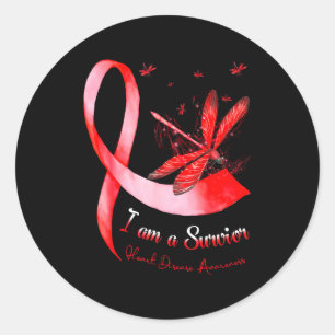 Im A Survivor Heart Disease Awareness Month Red Ri Classic Round Sticker