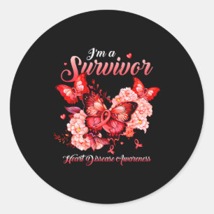 Im A Survivor Heart Disease Awareness Month Red Ri Classic Round Sticker