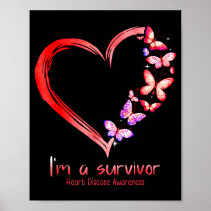 Im A Survivor Heart Disease Awareness Month Red Ri Poster