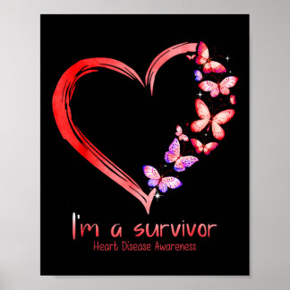 Im A Survivor Heart Disease Awareness Month Red Ri Poster