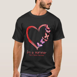 Im A Survivor Heart Disease Awareness Month Red Ri T-Shirt