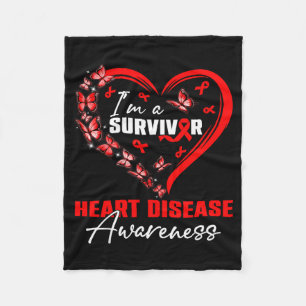 I'm A Survivor Heart Disease Awareness Red Butterf Fleece Blanket
