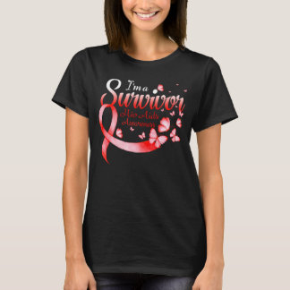 I'm A Survivor Hiv Aids Awareness Butterfly Ribbon T-Shirt