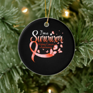 I'm A Survivor Kidney Cancer Awareness Butterfly Ceramic Ornament