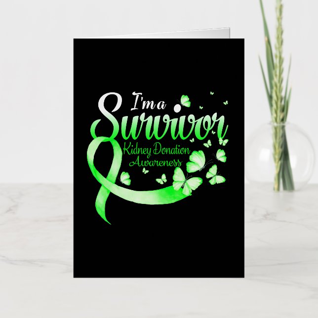 I'm A Survivor Kidney Donation Awareness Butterfly Foil Greeting Card (Front)