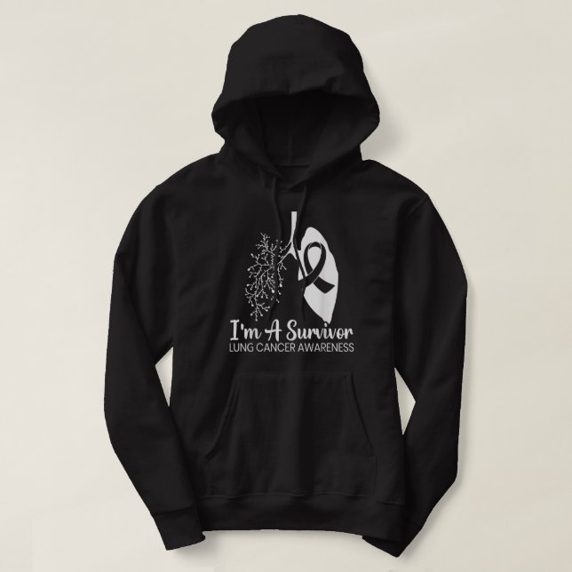 I'm A Survivor Lung Cancer Awareness Month White R Hoodie (Design Front)