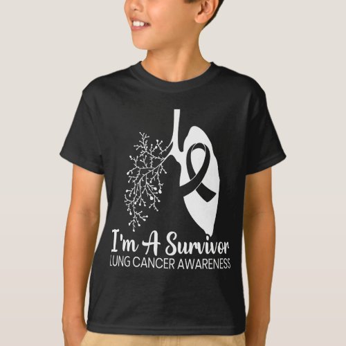 Im A Survivor Lung Cancer Awareness Month White R T_Shirt