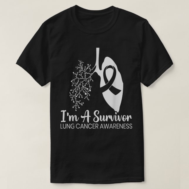 I'm A Survivor Lung Cancer Awareness Month White R T-Shirt (Design Front)