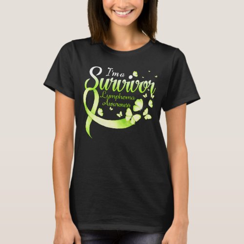 Im A Survivor Lymphoma Awareness Butterfly Ribbon T_Shirt