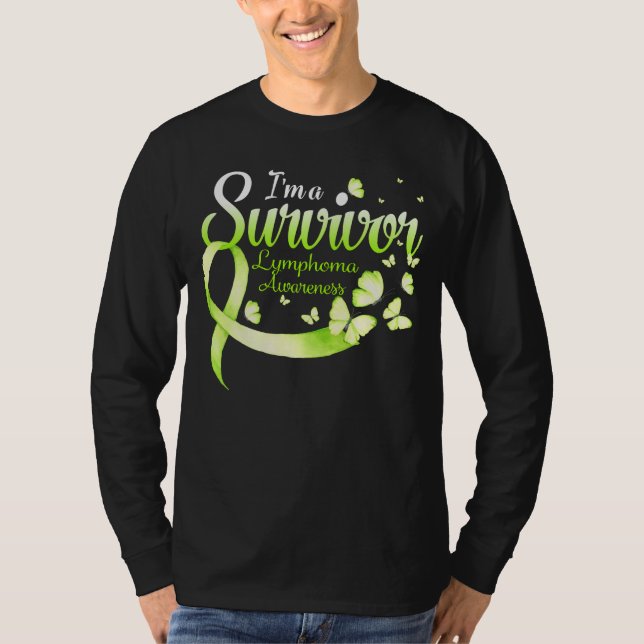 I'm A Survivor Lymphoma Awareness Butterfly Ribbon T-Shirt (Front)