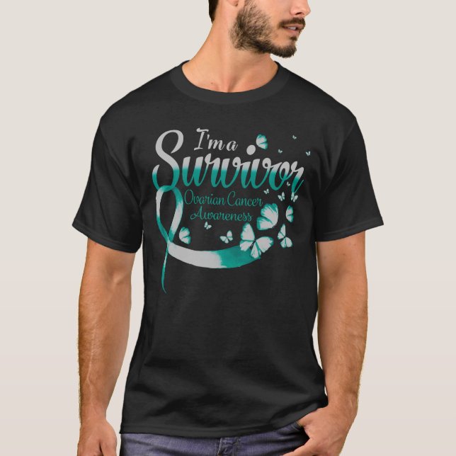 I'm A Survivor Ovarian Cancer Awareness Butterfly  T-Shirt (Front)