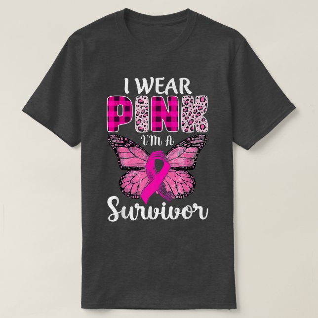 I'm A Survivor Pink Ribbon Breast Cancer Awareness T-Shirt (Design Front)