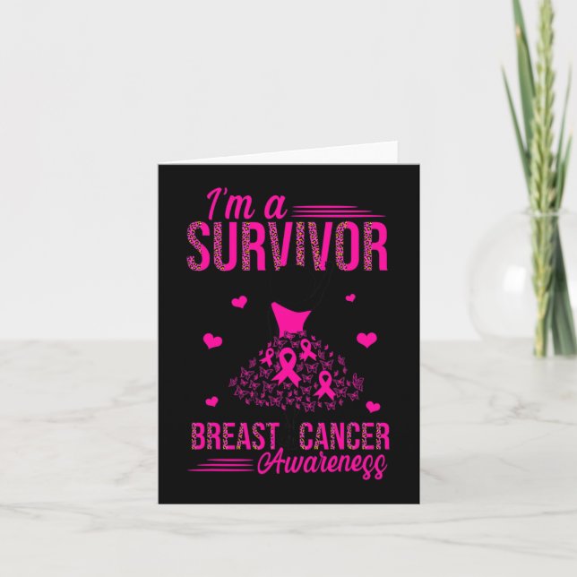 I'm A Survivor Pink Ribbon Women Breast Cancer Awa Card (Front)