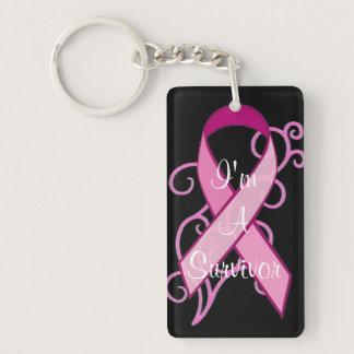 I'm a Survivor Ribbon Keychain Breast Cancer