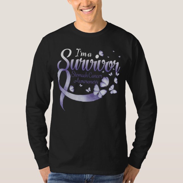 I'm A Survivor Stomach Cancer Awareness Butterfly  T-Shirt (Front)