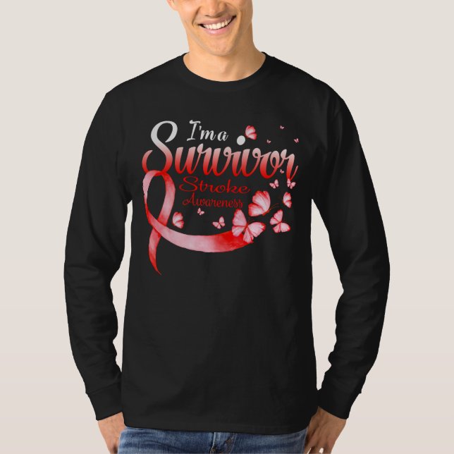 I'm A Survivor Stroke Awareness Butterfly Ribbon  T-Shirt (Front)