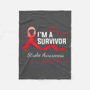 I'm A Survivor Stroke Awareness Red Butterfly Fleece Blanket