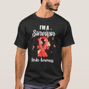 I'm A Survivor Stroke Awareness Red Ribbon Brain T-Shirt