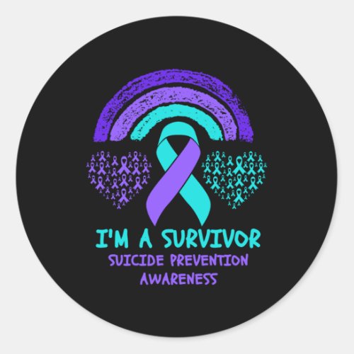 Im A Survivor Suicide Prevention Awareness Leopard Classic Round Sticker