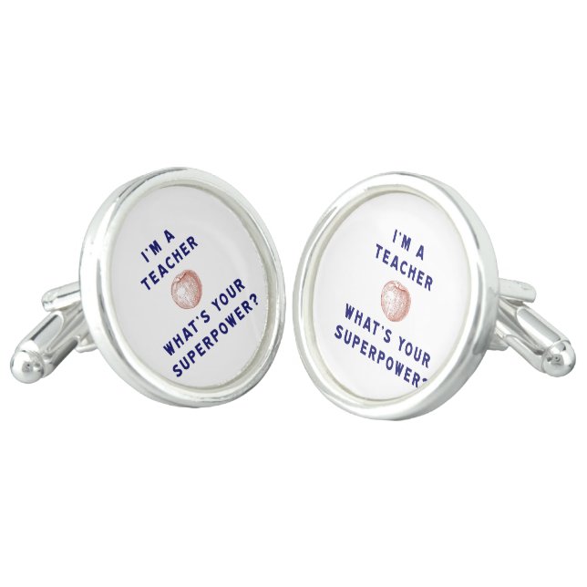I'm a Teacher [apple] What's Your Superpower? Cufflinks (Angled)