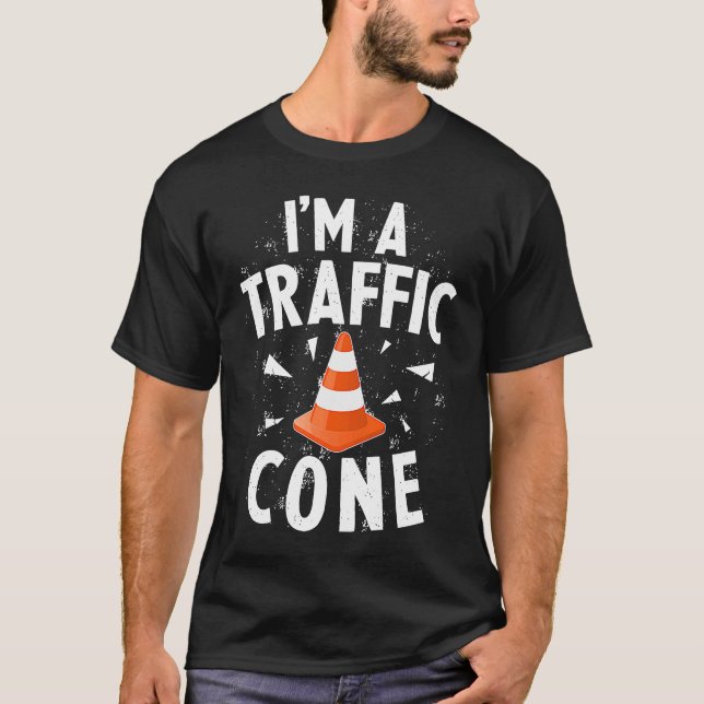 I'm A Traffic Cone Lazy Easy Simple Halloween Cost T-Shirt (Front)