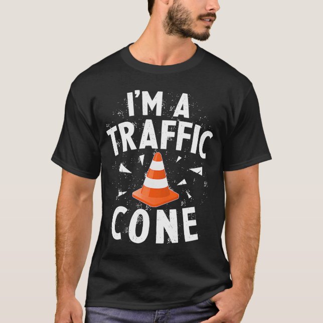 I'm A Traffic Cone Lazy Easy Simple Halloween Cost T-Shirt (Front)