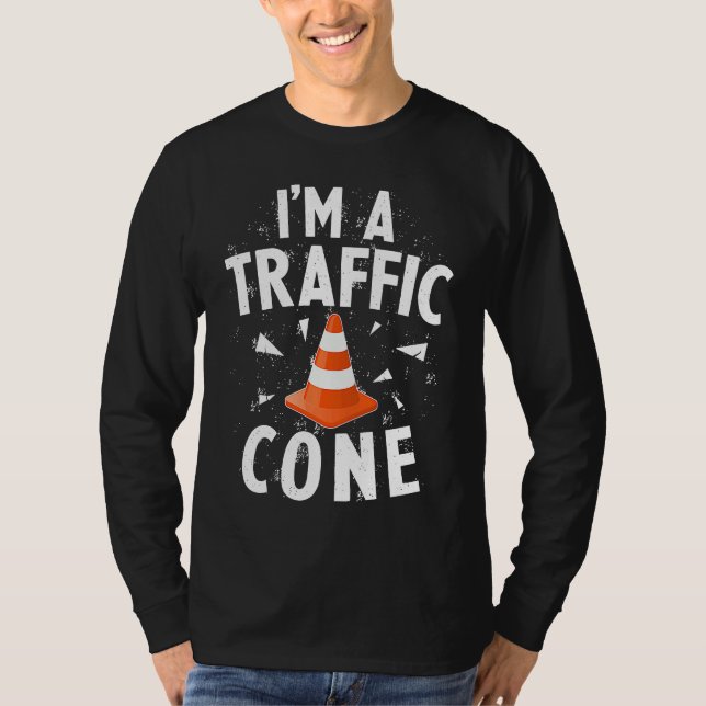 I'm A Traffic Cone Lazy Easy Simple Halloween Cost T-Shirt (Front)