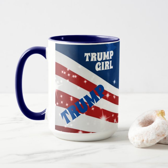 I'm A Trump Girl American Flag Mug (With Donut)