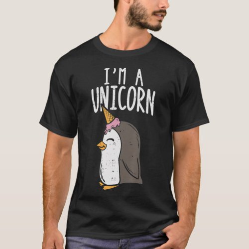 Im A Unicorn Penguin Funny Ice Cream Cone T_Shirt