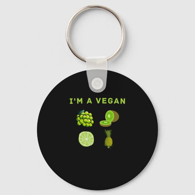 I'm a Vegan-food World Vegetarian Day Keychain (Front)