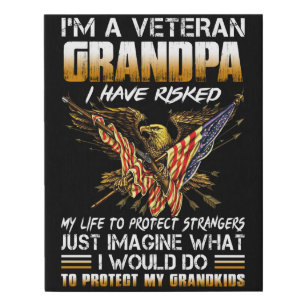 I'm A Veteran Grandpa Faux Canvas Print