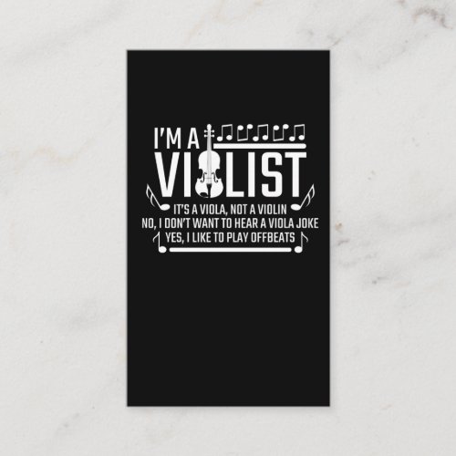 Im a Violist its Viola not Violin Sarcasm Music Business Card